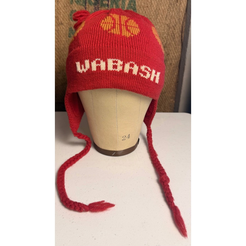Vermont Originals Wabash College Wool Ski Hat Red Vintage 80s 90s Earflap USA